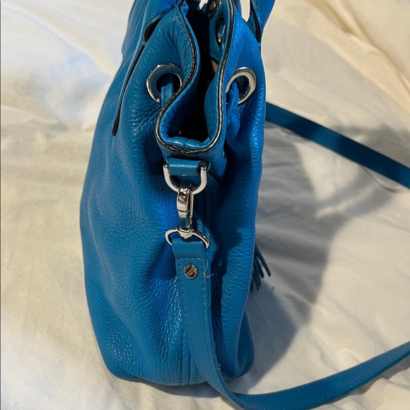 Michael Kors turquoise Blue pebble Leather Tassel Satchel Handbag - Picture 4 of 5